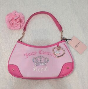 Juicy Couture Pink Royal Shoulder Bag Rare Bling Crown Gold Charm Girly CuteNWT